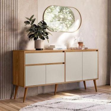Imagem de Buffet Aparador 4 Portas 1 Gaveta Ravi Nature Off White - Peternella