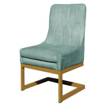 Imagem de Cadeira Decorativa Valentina Base Dourada Veludo Acqua - Montanaris Decor