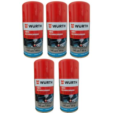 Imagem de Kit 5 Limpa Ar Condicionado Higienizador Wurth Carro Novo 145 ml