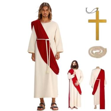 Imagem de KYTRSTX Jesus Costume Adult Men Jesus Robe Religious Christ Costume Includes Scarf Waist Rope For Disciple Costumes For Men Halloween Costumes Adult Biblical Costumes Xxl Plus Size Shepherd Outfit