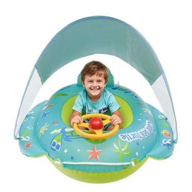 Imagem de Flutuador para Bebé - Boias Para Piscina Infantil - Anel Flutuante PVC com Motivos Infantis Volante Brinquedo Proteção Solar para Rapariga e Rapaz 1-4 Anos