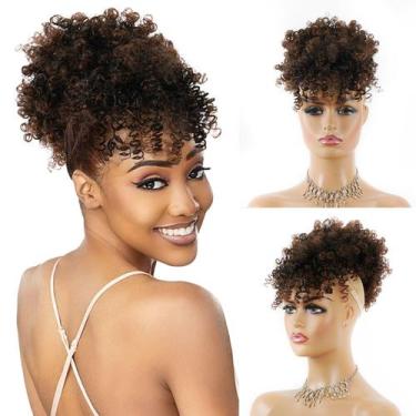 Imagem de Extensão de rabo de cavalo Cetiq Afro Puff com franja falsa Blonde 2/3