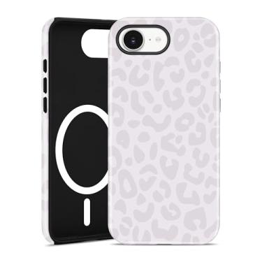 Imagem de Jusy Capa de telefone compatível com MagSafe Brown Leopard Print para iPhone 16e, capa protetora de TPU macio magnético de luxo moderno e policarbonato rígido para mulheres e meninas - leopardo cinza