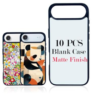 Imagem de JUSTRY 10 conjuntos de capas de telefone em branco de sublimação compatíveis com iPhone Air, fácil de sublimar, capa 2 em 1 2D DIY capa de borracha macia + inserções fosco pacote atacado