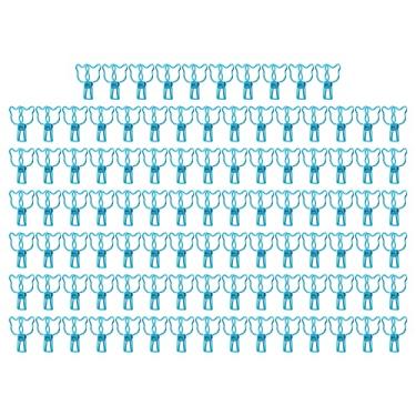 Imagem de Clipes de pasta pequenos 100 peças formato inovador de ursinho forte força de fixação braçadeira de papel de metal para organização de escritório doméstico material escolar (Azul)