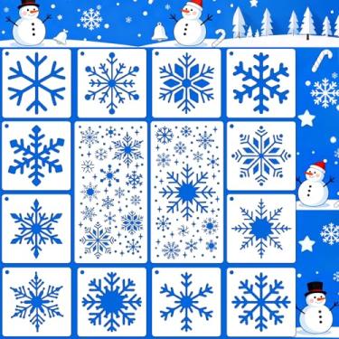 Imagem de Estêncil de floco de neve de Natal para artesanato - modelos de desenho do país das maravilhas de inverno estêncil de floco de neve para pintura em madeira, caixa de presente, fabricação de cartões de