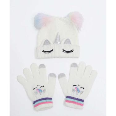 Imagem de Kit Gorro e Luva Infantil Tricô Unicórnio Marisa-75150, UN, Branco