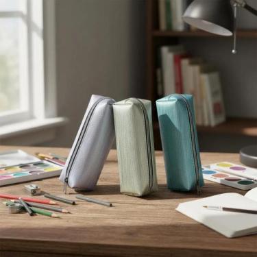 Imagem de Estojo Infantil Metalizado Holográfico Rainbow Escolar Volta as Aulas 