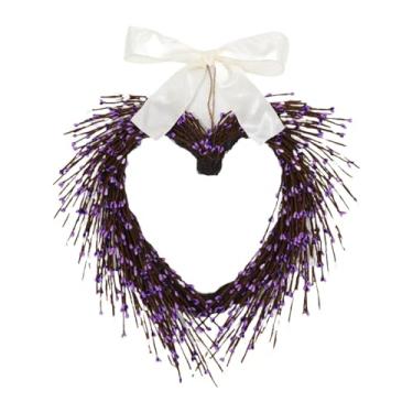 Imagem de Tachiuwa Guirlanda em formato de coração para decoração de porta de entrada, ideal para o Dia dos Namorados e aniversários, Roxo