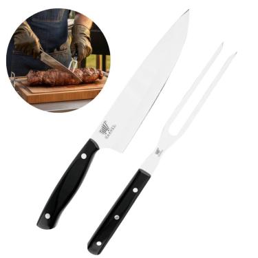 Imagem de Kit Para Churrasco Preparação Garfo e Faca Inox Cabo Acrílico Carmel Imports