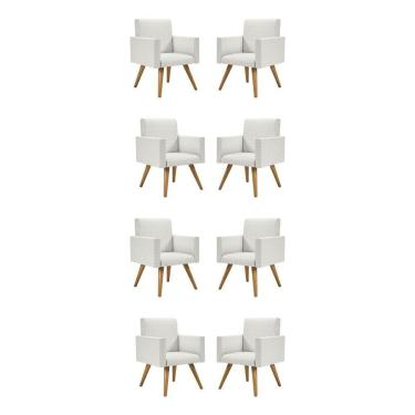 Imagem de Kit 8 Poltronas Cadeira Escritório Recepção Linho Bege