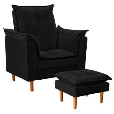 Imagem de Poltrona Decorativa Sala De Estar Quarto Leitura Ibiza Suede Cor:preto