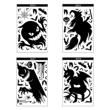 Imagem de Tingpai 4 peças adesivo de janela de vidro assustador assustador adesivo de janela de dupla face adesivos pa deco ção de presente de halloween