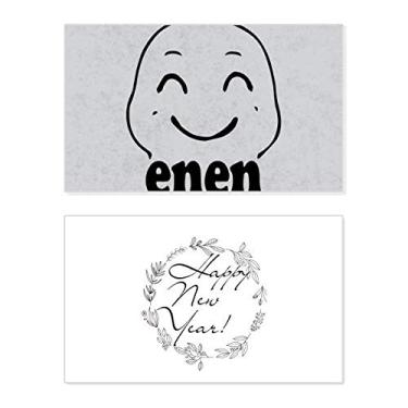 Imagem de Lovely Smile Black Cute Chat Happy New Year Festival Cartão de felicitações Bless Message Present