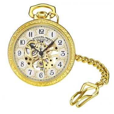 Imagem de Relógio de Bolso Masculino Stuhrling Jove 986 Quartzo 48mm, Dourado