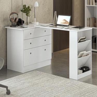 Imagem de Escrivaninha Mesa Giratoria Nicho Lateral Gavetas Gavetão Para Escrito