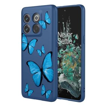 Imagem de KOARWVC Capa de telefone para OnePlus 10T, OnePlus Ace Pro CPH2415 CPH2413 capa fofa com estampa de borboleta design fino protetor macio TPU bumper capa de telefone para OnePlus 10T borboleta azul
