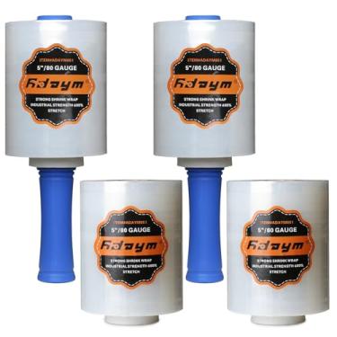 Imagem de ADAYM Rolo de envoltório elástico/retrátil 12,7 cm x 1200 pés - Envoltório plástico industrial para movimentação, calibre 80 resistente, 600% elástico para embalagem, paletes, proteção de transporte e