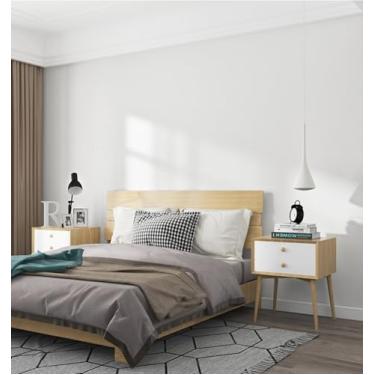 Imagem de ESSMOKO Papel de parede de linho texturizado não tecido impermeável e resistente a manchas papel de parede autoadesivo para sala de estar e quarto branco puro 53 * 950 cm