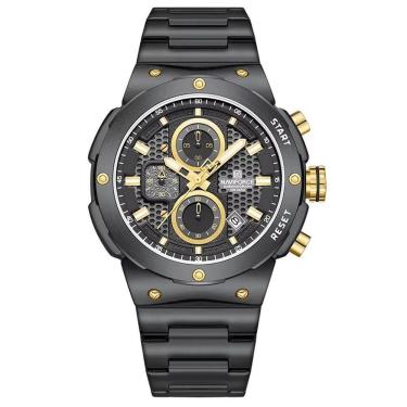 Imagem de Relógio De Quartzo Esportivo Militar Em Aço Inoxidável À Prova Da Água Impermeavel Preto