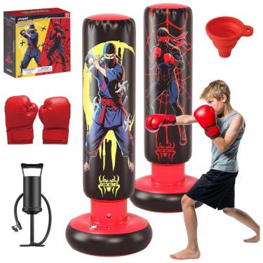 Imagem de Saco de Pancadas Inflável Infantil JOY SPOT! 168 cm Ninja & Herói com Luvas
