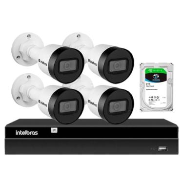 Imagem de Kit 4 Câmeras Intelbras HD 720p VIP 1130 B G4 Lente 3,6mm Bullet Compatível Tecnologia PoE Resistente à Chuva IP67 + NVR NVD 1404-4 Canais + HD 2TB