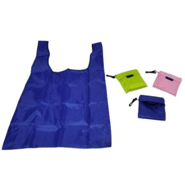 Imagem de Sacola Compras Dobrável Reutilizável Bolsa Com Mosquetão 3 Pçs RMVD - 