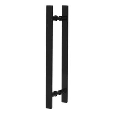 Imagem de Puxador Duplo Chato Porta Madeira Vidro 40x10mm 50cm Preto - ALESE