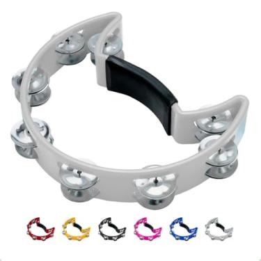 Imagem de Pandeiro Meia Lua Profissional Pandeirola de Mão Colorida Instrumento Percussão Musical Em ABS (Branco)