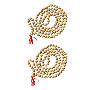 Imagem de NAISHA Hare Rama Hare Krishna Tulsi Holy Basil Japa Mala 108+1 Miçangas Original para Mantra Jaap Diário, Tamanho da Conta: 6/7 mm, (pacote com 2), Madeira, Rudraksha