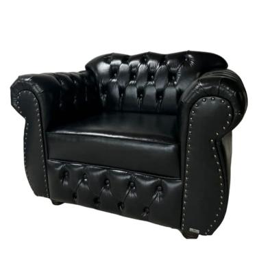 Imagem de 1 poltrona chesterfield capitone imperatriz - corano preto / sala - recepção - barbearia - decoração - TV - recepção