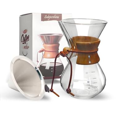 Imagem de Conjunto de cafeteira com filtro de vidro de 590 ml, coador de café Subjectthree Brewer manual para jarra de acampamento (6 xícaras/590 ml)