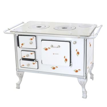 Imagem de Fogão A Lenha Tradicional 02 Venâncio Sem Tampa Branco Florido 2efbr