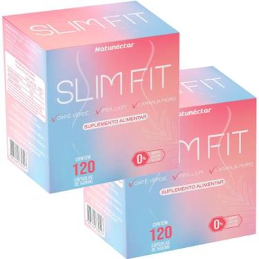 Imagem de Kit 2 Frascos Slim Fit Suplemento Alimentar Natural Original Café Verd