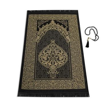 Imagem de SUMELA Tapete de oração muçulmano com contas de oração do Islã – Tapete de oração para viagem, presentes islâmicos para mulheres, tapete de oração portátil, tapete de oração islâmico islâmico para