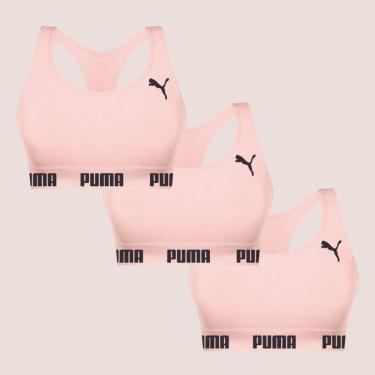 Imagem de Kit Com 3 Tops Puma Nadador Sem Costura E Sem Bojo Fitness Fit Para Academia Corrida Treino-Feminino