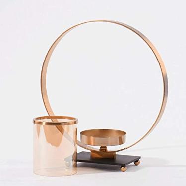 Imagem de Castiçal de metal simples e criativo estilo europeu decoração casa hotel sala de estar varanda decoração suporte de vela decoração (tamanho: 37,542 cm) (31 * 34 cm)