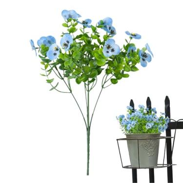 Imagem de Flores de seda para ambientes externos | Amores-perfeitos artificiais para ambientes externos, plantas falsas, decoração de jardim, arranjos florais para janela, quintal, pátio, varanda, interior