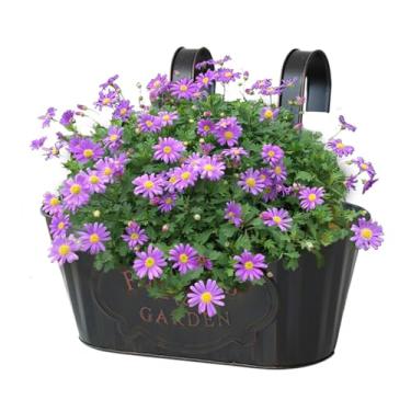 Imagem de Caixas de plantador de corrimão de convés - plantador sobre a grade | Caixas de flores suspensas de metal para varanda de jardim externo, vasos de plantas de casa com janela