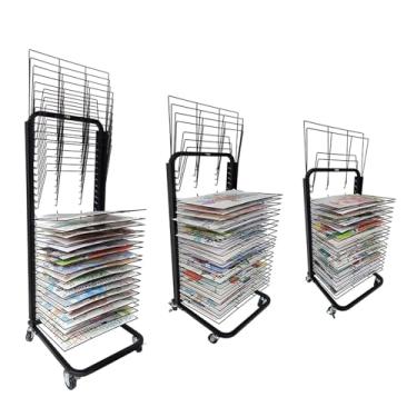 Imagem de Estante de secagem de arte para sala de aula - 35 prateleiras removíveis, armazenamento de parede que economiza espaço para pintura e obras de arte, ideal para artistas e estudantes, 25 prateleiras