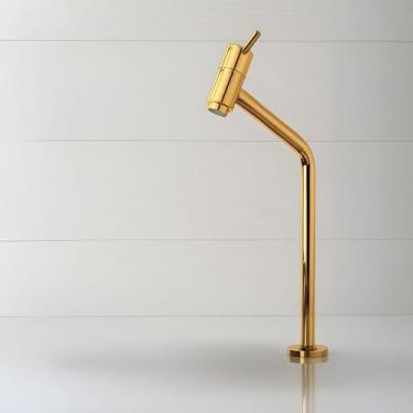 Imagem de Torneira de Mesa para Pia de Banheiro Bica Alta Dourada Metal Gold - G