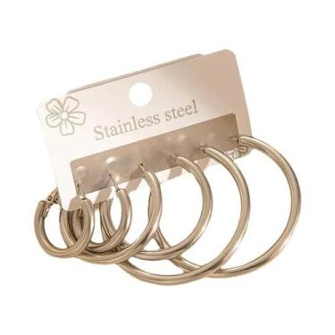 Imagem de Brincos Pendentes Circulares De Aço Inoxidável 316L Com Coração, Estre