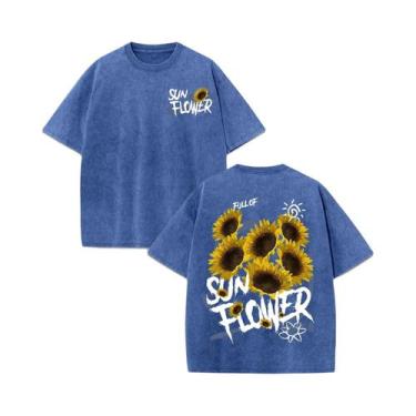 Imagem de Camiseta Feminina De Algodão Macio Com Estampa De Girassol, Casual De 