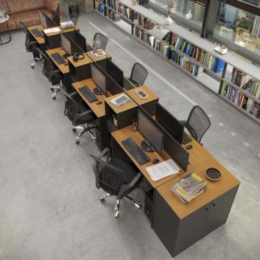 Imagem de Estação de Trabalho 8 Lugares Moscou Office 8 Mesas 6 Armários 1 Aparador  - Vianossa