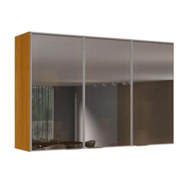 Imagem de Armário Aéreo De Cozinha 100% Mdf 3 Portas Reflecta 1,20m Lais Madeira