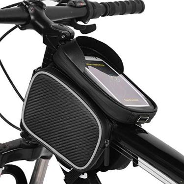 Imagem de Bolsa frontal para mountain bike, bolsa para bicicleta, à prova d'água de alto brilho, confiável para armazenamento de ciclismo de bicicleta