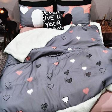 Imagem de Cobertor Solteiro King Pele Carneiro 200X240 + Fronhas Love