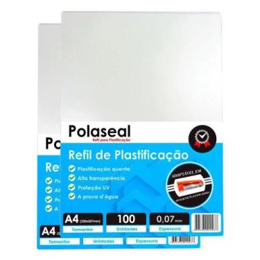 Imagem de Polaseal A4 200Un Plástico Para  Plastificação 0,07 175Mic - Marpax
