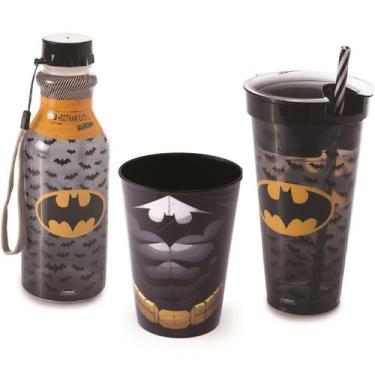 Imagem de Kit Batman, Copo, Garrafa Retro E Copo 2 X 1 - Homem Morcego - Plasuti