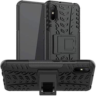 Imagem de Capa Capinha Anti Impacto Para Xiaomi Redmi 9A com Tela de 6.53" polegadas Case Armadura Hybrid Refor�ada Com Desenho De Pneu - Danet (Preta)